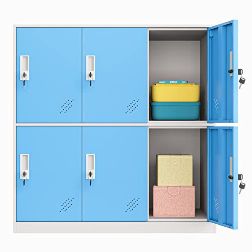 MECOLOR Kleiner Büroschrank, Metall, ideal für Büroräume zur Nutzung von Angestellten - blau - 6D