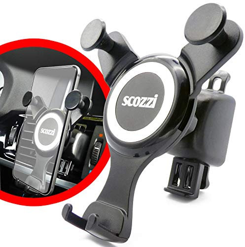 scozzi Support Téléphone Voiture Grille Aeration Verticale Horizontale Smartphone PE Compatible avec Samsung S24 S23 S22 S21 A55 A54 A53 pour iPhone 15 14 13 12 11 XR FE Plus Ultra Max Mini Lite Pro