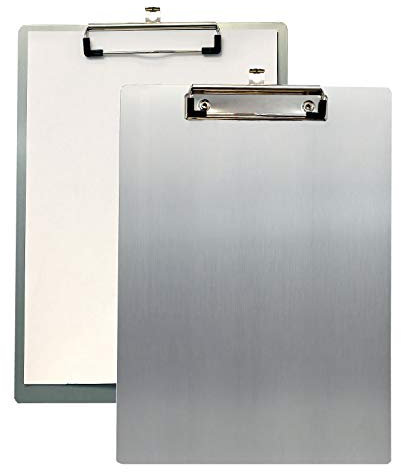 TUKA 2x A4 Porte-bloc en Aluminium, avec Pince, Haute Résistant Planchettes en Aluminium de Haute Qualité, Idéal pour le Travail Quotidien, Clip Planches 2er Pack en Couleur Grise, TKD8025-grey-2x