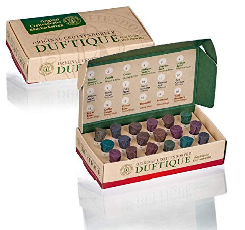 Crottendorfer Räucherkerzen Duftique - eine kleine Räucherkerzenauswahl zum kennenlernen - Probierset - Flowers & Fruits, Weltreise & Sensual Magic - 18 Räucherkerzen - Made in Germany