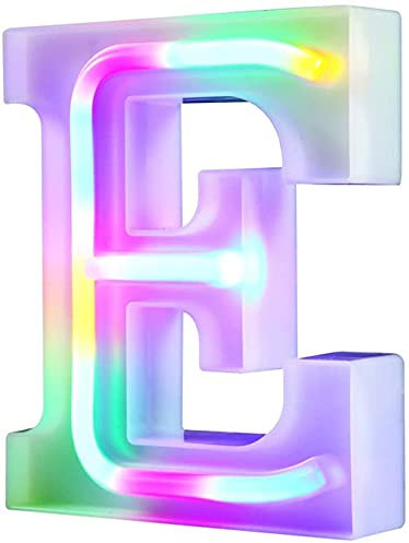 Lampes LED lumineuses en forme de lettres néon pour décoration murale, fête d'anniversaire, Noël, décoration de mariage, lettres colorées (E)