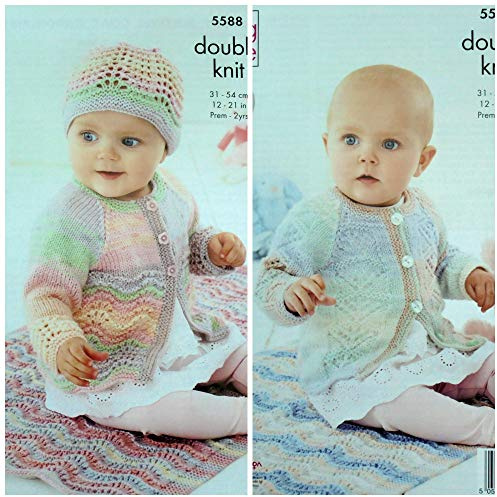 King Cole 5588 Strickmuster für Baby-Strickjacke, Decke, Mütze und Matinee Coat in Stränden, DK