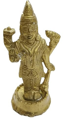 PARIJAT HANDICRAFT Lord Vishnu Idol mit Göttin Lakshmi sitzend auf Sheshanaag | Messing Laxmi Narayan Statue (10,6 cm)