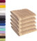 Lavea 5er Set Gästehandtücher 30x50 cm – Weiche und Saugstarke Gästetücher aus 100% Baumwolle, Frottierserie Elena – Waschbar und Strapazierfähig - Cappuccino