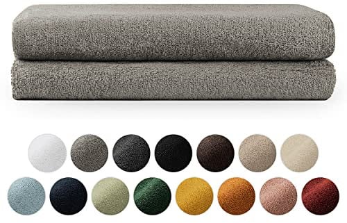 Blumtal Premium Frottier Handtücher Set 2 teilig 100% Baumwolle - Oeko-TEX zertifiziertes Badetuch 2X (70x140 cm) - Ultra saugstarkes Frottier Handtücher Set waschbar °60 - Handtücher Grau