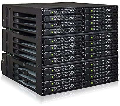 ICY DOCK ToughArmor MB924IP-B - 24-Bay SATA/SAS Hot Swap Wechselrahmen Backplane-Modul für 2,5 SSD/HDD via 6X MiniSAS HD in 3X 5,25 Schacht Vollmetall schwarz