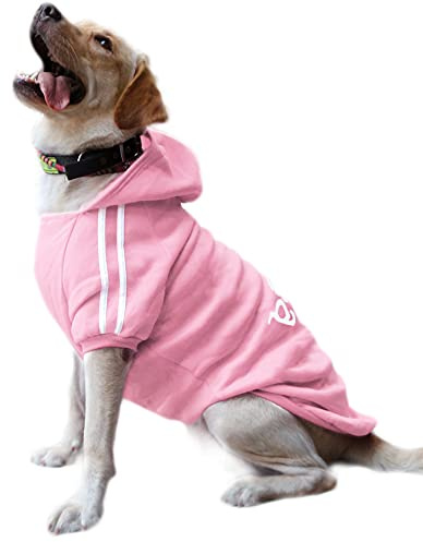 Eastlion Sweat à Capuche Grand Chaud Coton Sweatshirt pour Chiens Pet Pull Vêtements Veste pour Chien Manteau Jumpsuit Costume,Rose,6XL