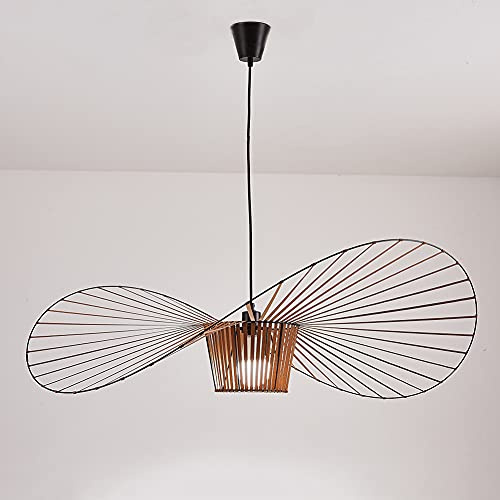 Vertigo Hängeleuchten Vintage Living Room Chandelier Lamp ， Fiberglass/Polyurethane Hat Lights （2m Verstellbare Lichthöhe） E27 Pendelleuchte Für Restaurantschirm Brown 120cm