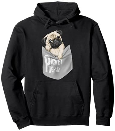 Love Pugs, cooles Mops-T-Shirt mit Tasche, für Haustiere und Hunde Pullover Hoodie