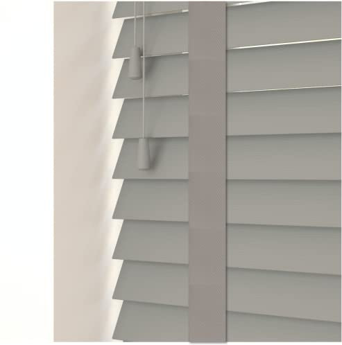 Custom Made To Measure Faux Wood Fine Grain Venetian Blinds With Tapes (50mm Slats) (UpTo 60cm (Width) x 130cm (Length), Volcanic Grey)