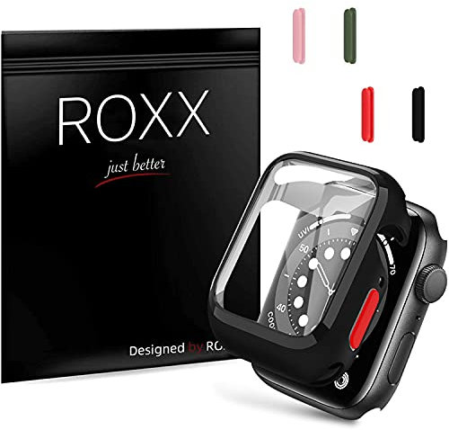 Roxx Hardcase Hülle mit 9H Schutzglas Front | Kompatibel mit Apple Watch 7 | 8 | 9 (45mm)