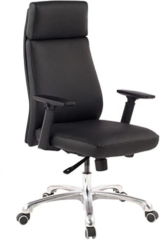 möbelando Bürostuhl Porto Echt-Leder Schwarz ergonomisch mit Kopfstütze | Design Chefsessel Schreibtischstuhl ergonomisch mit Wippfunktion | Drehstuhl mit Armlehnen X-XL 120 kg