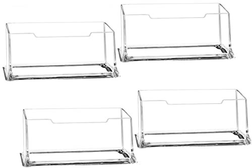 Visitenkartenhalter,4 PCS Acryl Visitenkartenständer Transparenter Visitenkarte Tischständer im Querformat Freistehender Visitenkarte Tischaufsteller für Schreibtisch Büro Sammlung Organizer
