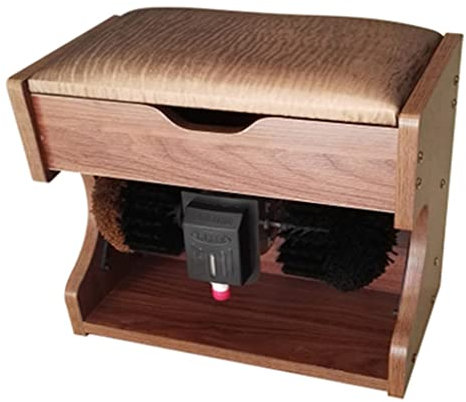 YANYUESHOP Electric Shoe Polisher, Fully Automatic Induction Shoe Polish Mechanical Polishing and Brightening c Shoe Brush With Storage Box for Family Hotel Bank Office Shoe Brushes electric (Walnut)