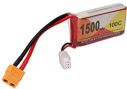 Fdit 7,4 V 1500 MAh RC Lipo Akku 100C Lipo Akku mit Hoher Entladerate mit XT60 Stecker Zubehör für QAV250, für H210, für FPV, RC Rennwagen, Quadcopter