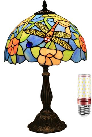 Uziqueif Tiffany Lamp, Schlafzimmer Lampen Nachttisch, Wohnzimmer Dekoration Vintage Tischlampe, 12 Zoll Tiffany Tischlampen
