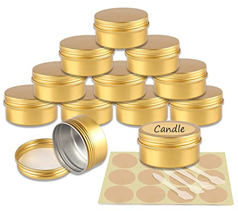 YANCAER 50 Pièces Pots en Aluminium Or de 80ml avec Couvercle - D68mm x H36mm Vide Ronde Cosmétiques Pot Conteneurs de Voyage pour Maquillage, Crème, Baume à Lèvres, Mini Bougies