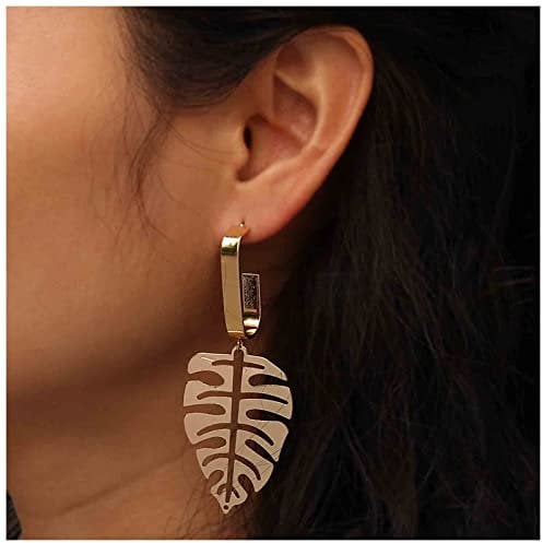 Dervivea Boho Palm Leaf Dangle Earrings Gold Palm Leaf Earrings Hollow Leaves Drop Earrings Monstera Leaf Stud Earrings Jewelry for Women and Girls