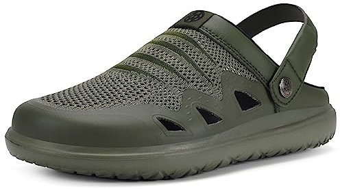 Zuecos Unisex Hombres Mujeres Zapatillas de Playa Sandalias Piscina Vernano Respirable Malla Antideslizante Ligero Casual Pantuflas,Verde,44 EU