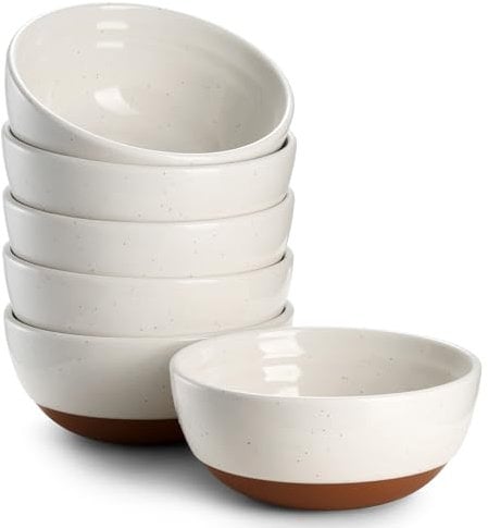 DOWAN Bowl Set of 6-270 ML/ 4.5 Small Ceramic Bowls for Serving Cereal Rice Dessert Tapas Side Dishes - Dishwasher & Microwave Safe - Alabaster White(11.4 x 11.4 x 5.5 cm)