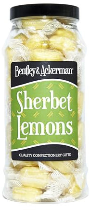 Sherbet Lemons Sweets (440g) Original Retro Boiled Sherbet Lemons Sweets Gift Jar By Bentley & Ackerman's Sweet Shop.