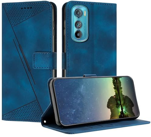 Mo-Beauty Handyhülle für Motorola Moto Edge 30, PU Leder Brieftasche Klapphülle Magnetic Standfunktion Kartenfach Schutzhülle hülle für Moto Edge 30 - Blau