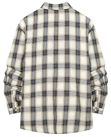 Chemise en lin à manches longues pour homme - Chemise décontractée légère en chemise rayée - Loisirs - Couleur unie - Chemise de travail basique à revers - Chemise à carreaux pour homme, beige, S