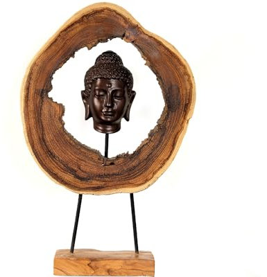 Vakarua Buddha Kopf Figur 52 cm Skulptur Statue Holzdeko Maske Buddhismus Thailand