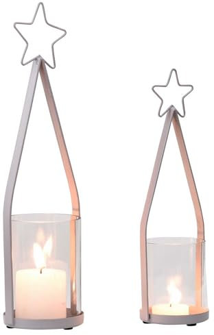 Marrakesch 2er Set Moderne Kerzenhalter Schwarz aus Metall 32cm & 26cm Gross – Tischdeko Kerzenständer Modern für Kerzen Bomiki