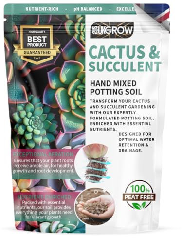 UKGROW Cactus & Succulent Soil in a Convenient 1L Resealable Bag Experience the Difference with Our Hand-Mixed, Peat-Free made in the UK Blend