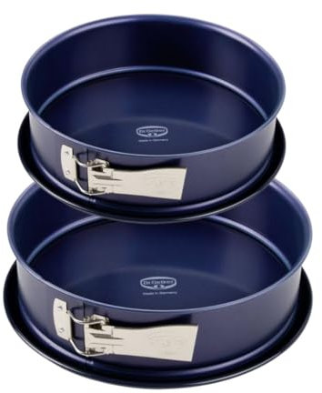 Dr. Oetker 9923050 2 moules à manqué, moule à manqué charnière 26 cm et 28 cm, moule à gâteau rond, moule à gâteau, moule a charnière, moule à gâteau, moule à charnière, Acier, Emaille, 26 et 28 cm