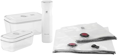 ZWILLING 36806-106 Fresh & Save Vacuum Sealing Machine Starter 7-Piece Set, Glass Container, S/M Included, Vacuum Pump, Airtight, Heat-resistant Glass, Storage Container