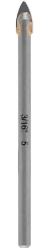 kwb Hartmetall-Glasbohrer, Ø 5 mm (Hartmetallplatte, Zentrierspitze, niedrige Drehzahl, Schneidöl, Rundschaft)