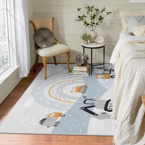 Bagger Teppich Blau 70x140 Kurzflor Handgemacht Flanell Regenbogen Teppich Schlafzimmer Wohnzimmer Kinderzimmer