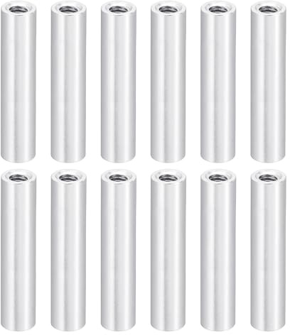 PATIKIL M3 Aluminium Abstandshalter, 12 Stück Metall Abstandsbolzen Hülsenmutter 3mm ID x 5mm OD x 25mm L Gewindeabstandshalter Schraubenabstandhalter Rund für RC Auto, Silber