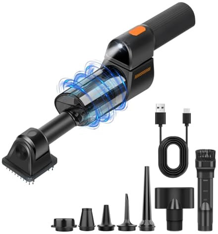 Piuusngy Car Vacuum Cleaner High Power 20000PA 3-Speed Adjustable Brushless Motor Mini Car Vacuum Portable Cordless 180°Foldable