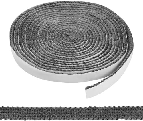 Dokeno Junta Refractaria Chimenea, 3mmx12mmx4m Autoadhesivo Junta Cristal para Estufa de Leña Cuerda de Sellado Junta Fibra de Vidrio Tira de Sellado Resistente al Calor para Chimeneas