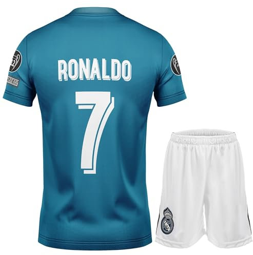 NIHMEX Madrid Nostalgie Blau #7 Final,Limitierte Auflage Trikot Fußball Neu Saison, Shorts Socken Jugendgrößen (Blau,164).