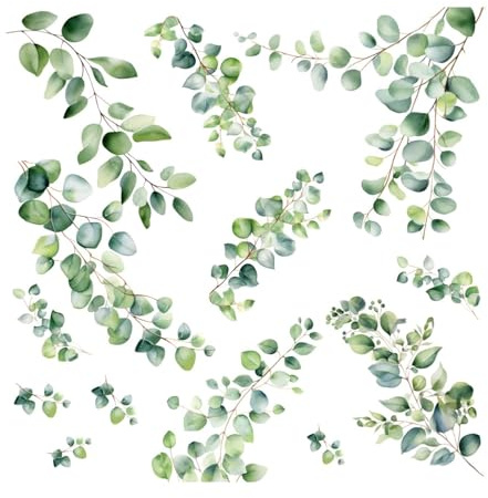 261 Wandtattoo Eukalyptus Ranken Zweige Aquarell Watercolor in 6 vers. Größen Größe 750 x 420 mm