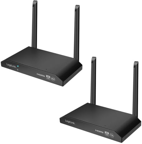LogiLink HDW0103 - HDMI-Übertragungs-Set, KVM, Drahtlos, 150m, 1zu4, 4K@60Hz, Daten/Videos einfach per WLAN-HDMI auf dem TV anzeigen/teilen