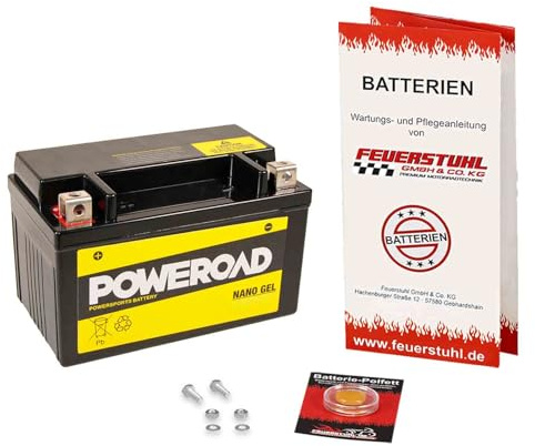 Batterie passend für Kymco Super 8 50 2T, 2009-2019, wartungsfrei | Gel, einbaufertig, startklar, auslaufsicher, von Poweroad, inkl. 7,50€ Batteriepfand