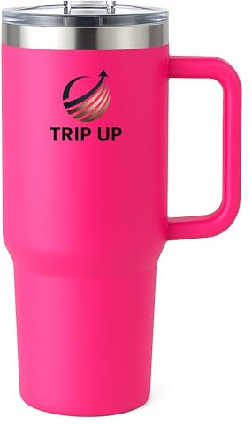 Trip Up – H2.0 Travel Mug 1,18L | Thermobecher Edelstahl, BPA-frei | Flowstate-Deckel 3-Positionen & Strohhalm | Spülmaschinenfest, Auslaufsicher (Nova Pink)