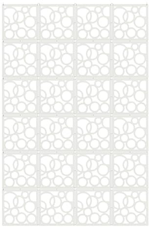 Moderner Raumteiler, 24 Stück 29 x 29 cm PVC/Harz Quadratisch mit Kreismuster Weiß
