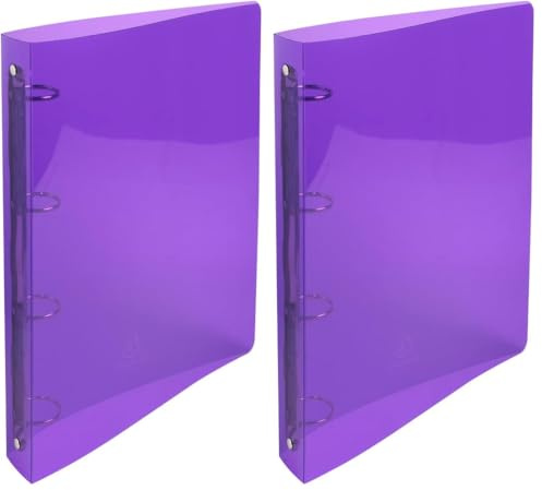 Exacompta - Ref. 51298E - 1 semi-Rigid PP Crystal Binder - 4 Round Rings Diameter 30 mm - Spine 40 mm - External Dimensions: 32 x 26.8 cm - Format to be Filed A4 Maxi - 5 Random Colors (Pack of 2)
