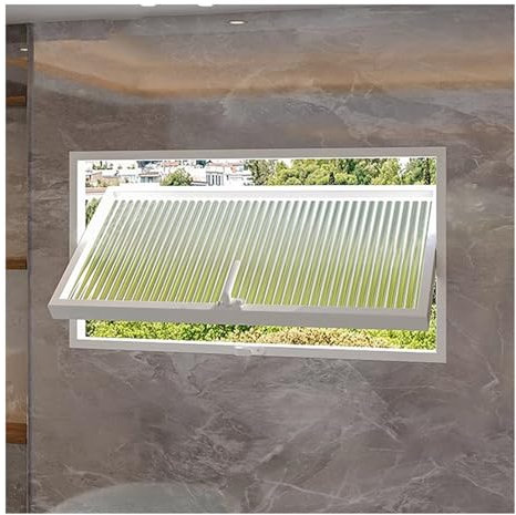 Ventana Ventana De Vidrio Rectangular Giratoria Con Marco De Aluminio Y Tira De Sellado, 60, 70, 80, 90 Y 100 Cm, Para Cobertizo, Con Montaje Empotrado, Para Iluminación Y Ventilación.(White,70X40CM/2