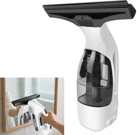 DayPlus 2000Pa Akku Fensterreiniger Set mit 28cm Gummiklinge und 24cm Mikrofaser Tuch, 300ml Sprayflasche, 3500mAh Batterie, bis zu 50 Minuten Strom