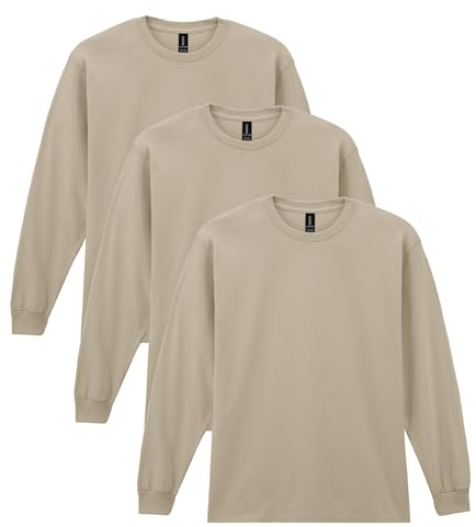 Gildan Unisex Ultra Cotton Long Sleeve T-Shirt, Style G2400, Multipack T-Shirt (Pack of 3)