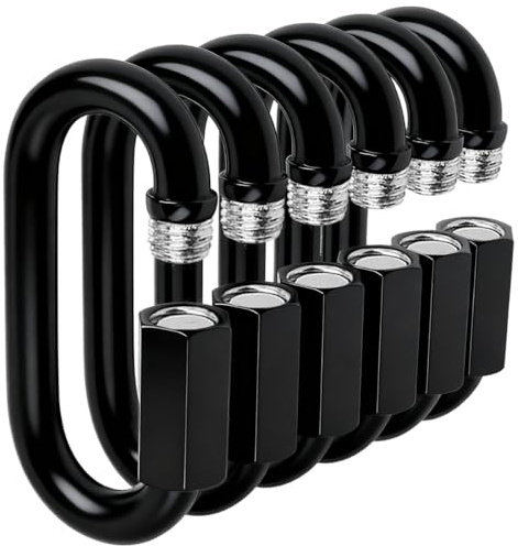Quick Link - Ekunbuy Heavy Duty Black Chain Link Connector,Screw Lock Oval Clips Electrophoresis Anti-Rust Coating for Secure Outdoor & Indoor Use in Camping, Hammocks,Gym (M8(3.15in), Piece, 6)
