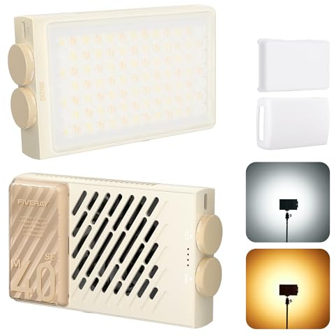 ZHIYUN FIVERAY M40 SE Combo [Official] Panneau LED, 17100 Lux, 2700–8500K, CRI≈95, TLCI ≥ 97, 84 LEDs, 250g, Lumière Vidéo Portable pour Youtube TikTok Livestream