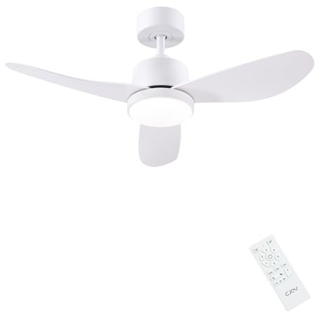 CJOY Deckenventilator mit Beleuchtung 96CM, Weiß Deckenventilator mit Fernbedienung Leise, 3 CCT Dimmbar, 3 Blätter Umkehrbar, Deckenventilatoren mit Licht für Schlafzimmer/Kinderzimmer/Wohnzimmer